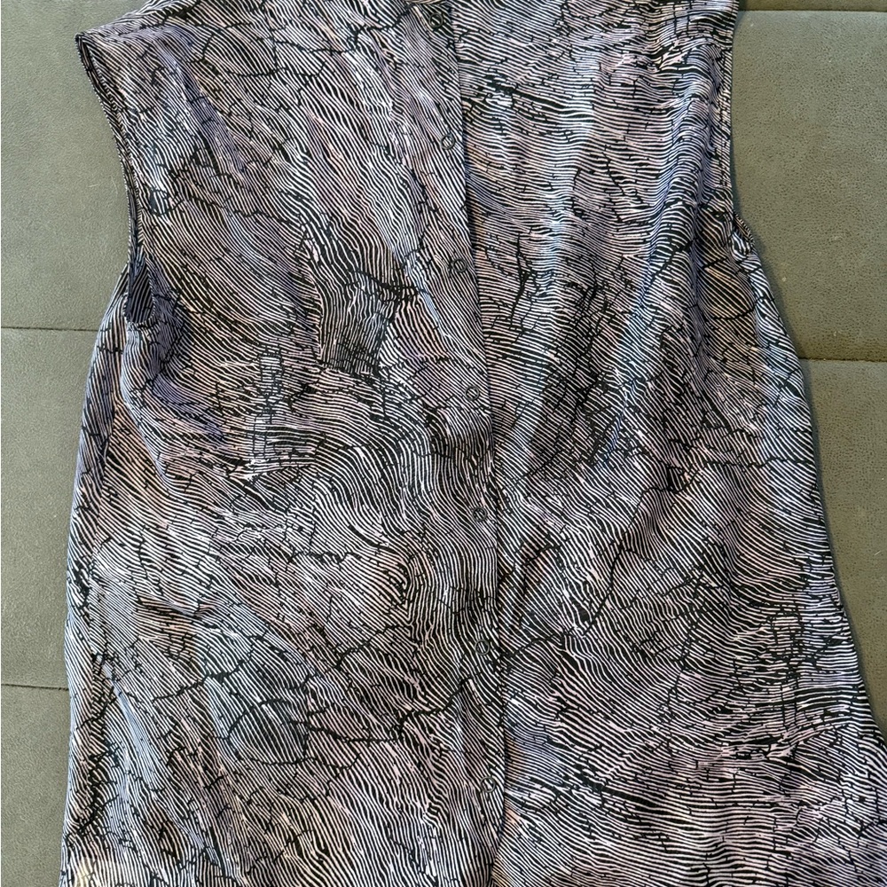 Theory Black and lilac silk top
